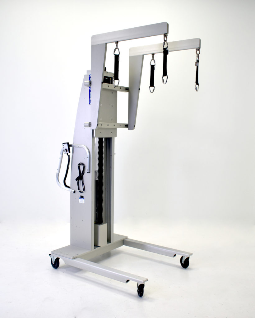 Pharmaceutical Hopper Installation Portable Ergonomic Lift with Prongs and Straps