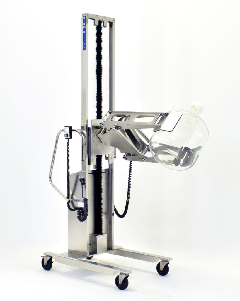 Custom Ergonomic Stainless Steel Lift with Powered Clamp and Pharmaceutical Bottle