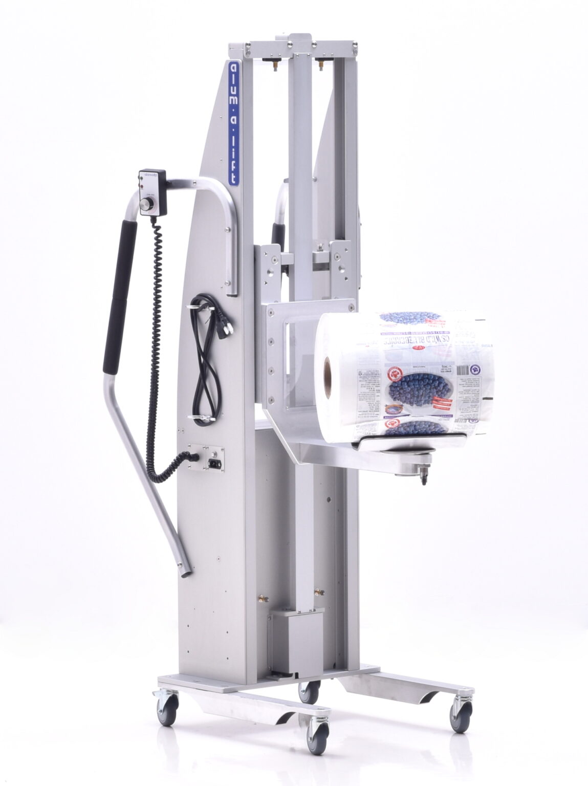 32079 Compact Roll Handling Lift with Rotating V-Trough - Alum-a-Lift