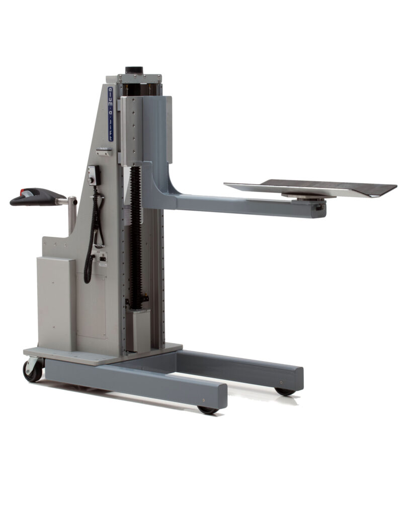 Ergonomic Self Propelled V-Cradle Roll Handling Lift, Swiveling V-Trough, Power Drive Wheel, Cleanroom Compatible